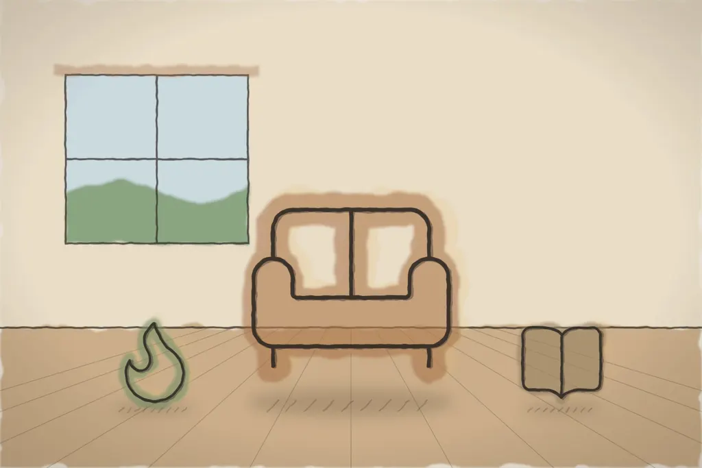 Livingul cu sobă de teracotă (ilustrație)